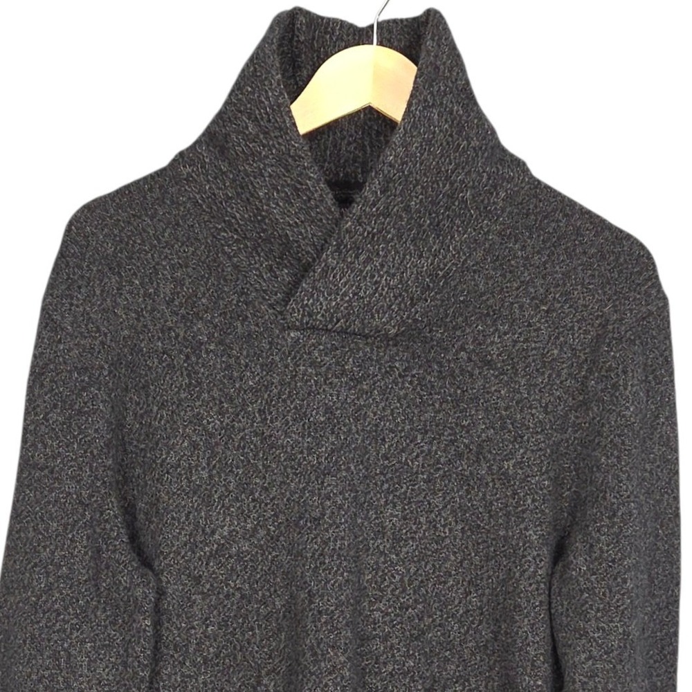 Banana Republic Sweater Mens Large Gray 100% Merino Wool Shawl Collar Pullover